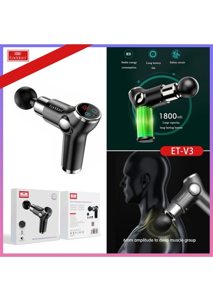 V3 Kablosuz Titreşimli Mini Masaj Aleti Tabancası Egsersiz Kas Rahatlatıcı Darbeli LED Ekran Sessiz Çok Fonksiyonlu Portatif Masaj Aleti fırsatları