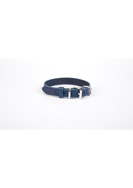 Deri El Yapımı Köpek Boyun Tasması 2X30-35 cm Mavi