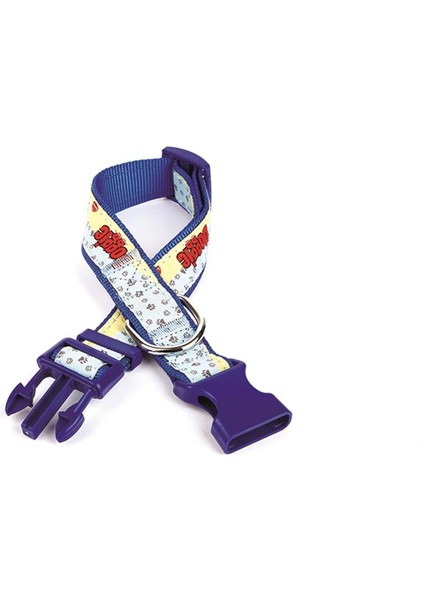Pati Desenli Dokuma Köpek Boyun Tasması 3 cm x 36-60 cm Mavi