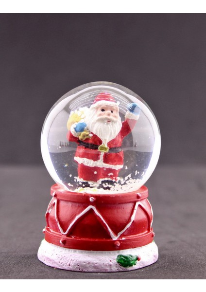 Noel Baba Hediye Torbası Mini Boy Işıklı Yılbaşı Kar Küresi 6.5 cm