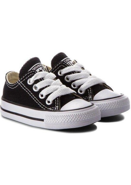 Unisex Günlük Keten Rahat Siyah Bebek&çocuk Sneaker Bağcıklı Kısa Convers Modeli Spor Ayakkabı