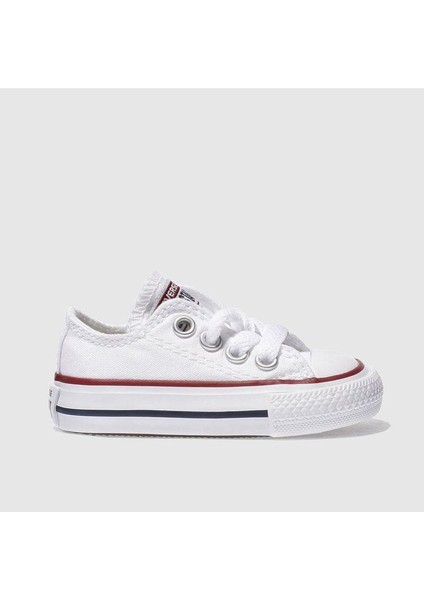Unisex Günlük Keten Rahat Beyaz Bebek&çocuk Sneaker Bağcıklı Kısa Convers Modeli Spor Ayakkabı