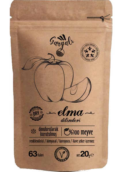15 Paket Sağlıklı Atıştırmalık Gıda Dondurularak Kurutulmuş Freeze Dry Elma Dilim Meyve Kurusu Freeze Dried Cips 20 gr.