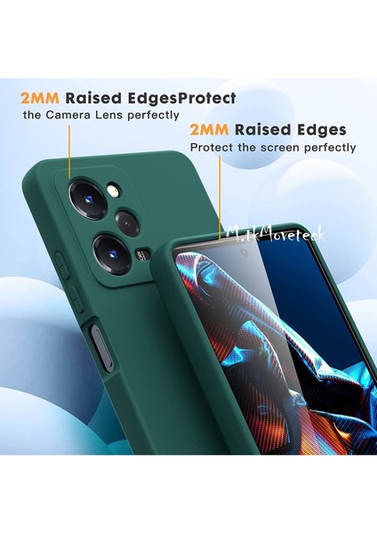 Xiaomi Poco X5 Pro Kılıf Kamera Korumalı Yumuşak Içi Kadife Süet Silikon + 9h Temperli Cam