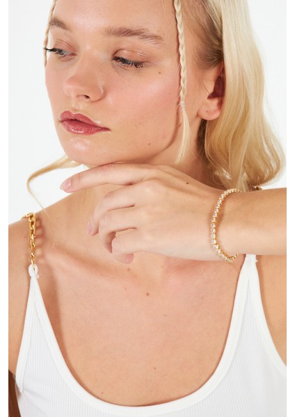 Altın Kaplama Yuvarlak Taş Su Yolu Bileklik 4mm fiyatları