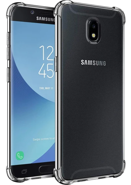 Kzy Samsung Galaxy J3 Pro ile Uyumlu Kapak Airbag Antishock Köşe Korumalı Şeffaf Silikon Kılıf