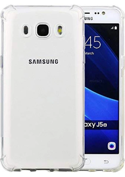 Kzy Samsung Galaxy J5 ile Uyumlu Kapak Airbag Antishock Köşe Korumalı Şeffaf Silikon Kılıf