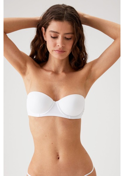 2'li Ekonomik Paket Siyah-Beyaz 6802 Versay Desteksiz Straplez T-Shirt Micro Sütyen Set Askı Hediye fiyatları