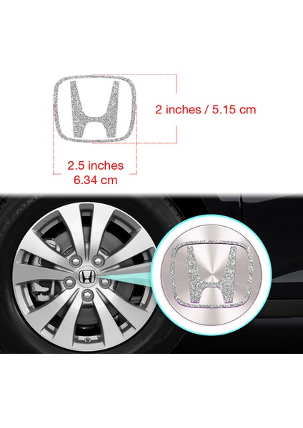 Honda S2000 Pilot Crz Oem Için Jant Logosu Sticker Set Logo :2.5 Inch 6.34 cm / Jant Kapak Çapı: 3 Inch