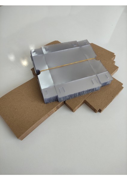 Asetat Kapaklı Kraft Hediyelik Kutu 8X8X3 Kraft Asetat Kutu 100 Adet