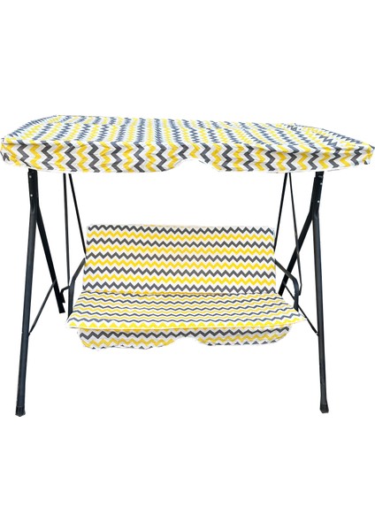 Süngersiz Salıncak Minder Seti Tenteli Kumaş Seti 2 Kişilik Süngersiz Sarı Gri Zikzak fiyatları