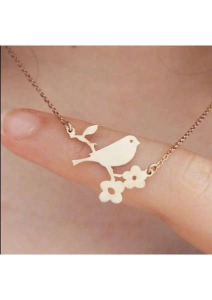 Kadın Tek Kuş Model 925 Ayar Gümüş Kolye (14 Şubat Sevgililer Günü Hediyesi)