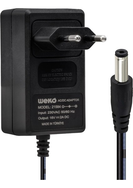 Weko 16 Volt - 2 Amper 5.5*2.5 Uçlu Yerli Üretim Power Jacklı Santral Adaptörü