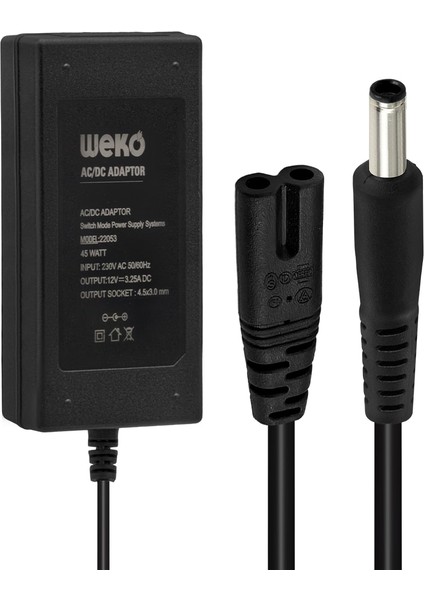 Weko 12 Volt 3.25 Amper 4.5x3.0mm Uçlu Notebook Adaptör Yerli Üretim