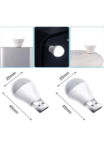 Mini USB LED Ampul Beyaz Renk Powerbank LED Ampulü 200 Lümen Süper Parlak LED Işık