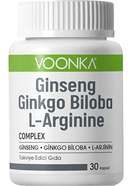 Ginseng Ginkgo Biloba L-Arginine 30 Kapsül