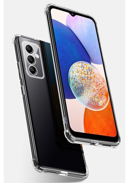 Samsung Galaxy A14 ile Uyumlu Kapak Kamera Korumalı Airbag Antishock Köşe Korumalı Şeffaf Silikon Kılıf