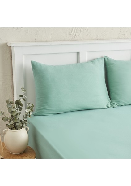 Motto Penye Fitted Tek Kişilik Çarşaf 100X200+30 cm Yeşil