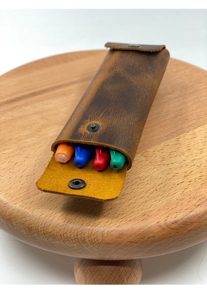 Kalemlik Efektli Hakiki Deri El Yapımı Pratik Kullanım Kalem Taşıma Kutusu fırsatları