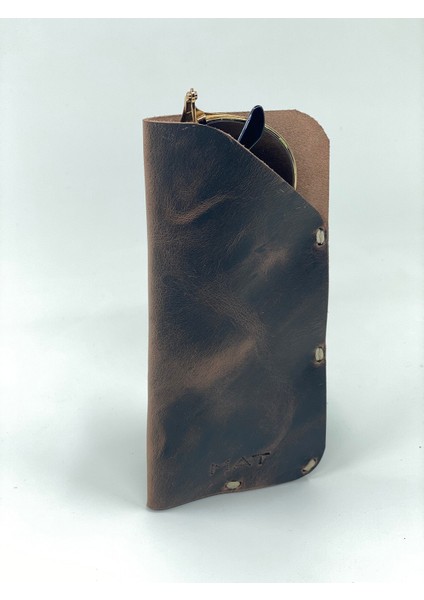 Rayban Gözlük Kabı Efektli Hakiki Deri El Yapımı Slim Okuma Gözlük Kılıfı