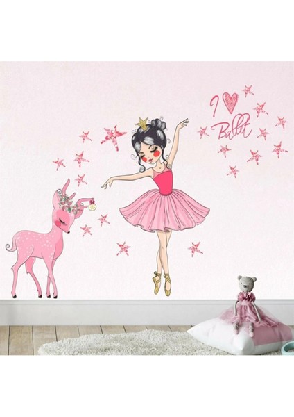 Pembe Balerin Duvar Sticker Seti