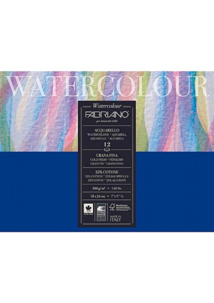 Watercolour Cold Pressed 300GR Sulu Boya Blok 12 Sayfa 18X24CM