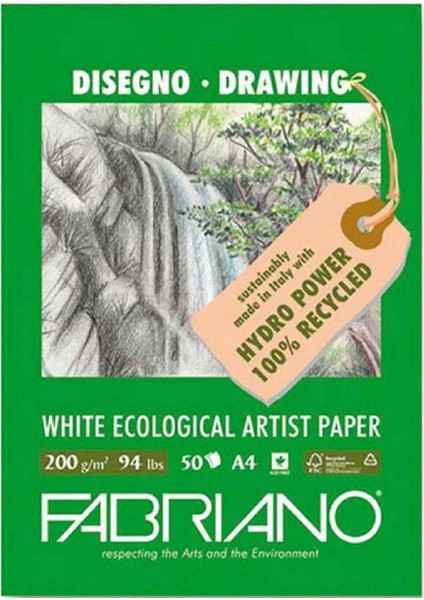 White Ecological Artist Paper Natural Grain 200GR Çizim Blok 50 Sayfa A4 (21X29.7CM)