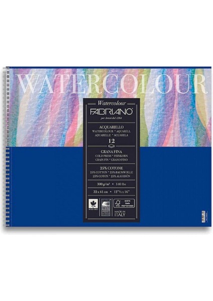Watercolour Cold Pressed 300GR Spiralli Sulu Boya Blok 12 Sayfa 32X41CM