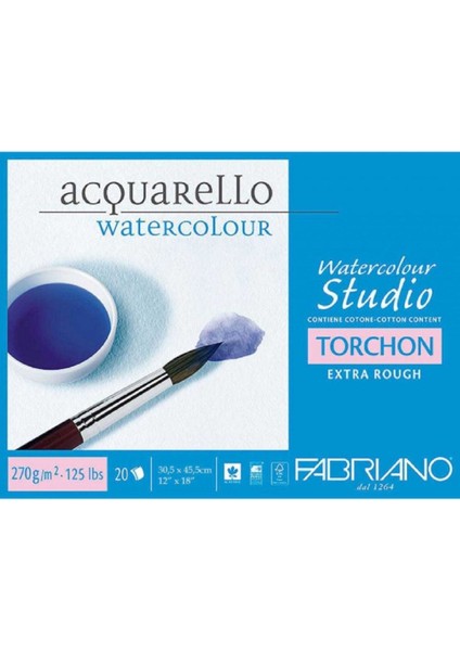 Watercolour Torchon Extra Rough 270GR Sulu Boya Blok 20 Sayfa 30.5X45.5CM (4 Tarafı Yapışkanlı)