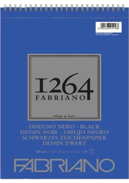 1264 Black Paper Spiralli 200GR 20 Sayfa A5 (14.8X21CM)