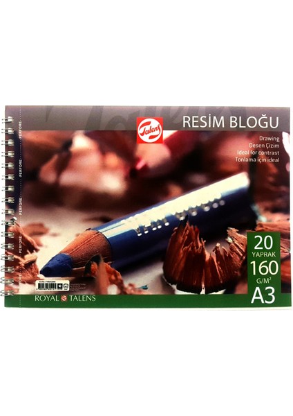 Resim Bloğu Eskiz Çizim Defteri (A3) 160GR 20 Sayfa