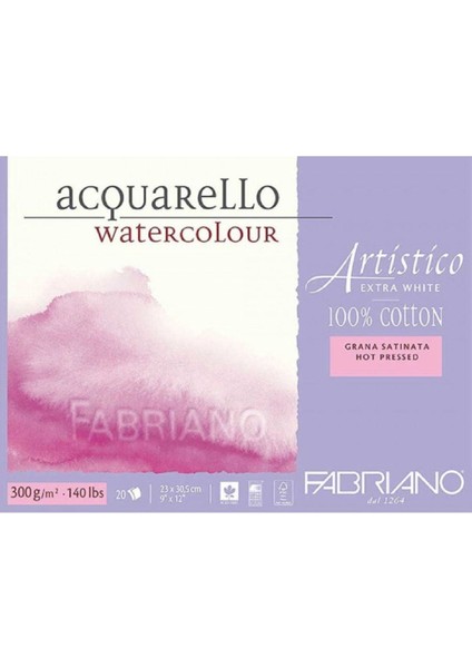 Artistico Extra White Hot Pressed 300GR Sulu Boya Blok 20 Sayfa 23X30.5CM