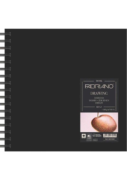 Drawing Book Natural Grain 160GR Squared Spiralli Çizim Blok 60 Sayfa 15X15CM