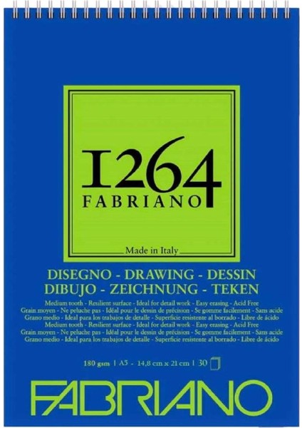 1264 Drawing Paper Spiralli Defter 180GR 30 Sayfa A5 (14.8X21CM)