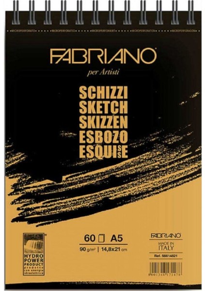 Schizzi Sketch Pad Natural Grain 90GR Spiralli Çizim Defteri 60 Sayfa A5 (14.8X21CM)