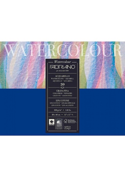 Watercolour Cold Pressed 300GR Sulu Boya Blok 20 Sayfa 30X40CM (4 Tarafı Yapışkanlı)