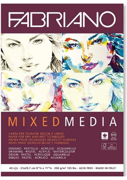 Mixed Media White 250GR Çok Amaçlı Resim Blok 40 Sayfa A4 (21X29.7CM)