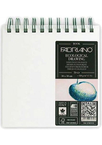 Ecological Drawing Book 120GR Squared Spiralli Çizim Blok 70 Sayfa 30X30CM