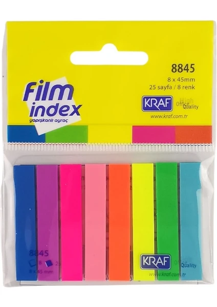 Kraf Index Film (Pp) 8 Renk 25SF Kitap Ayıracı