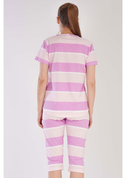 Pamuklu Kadın Kısa Kol Kaprili Pijama Takım fırsatları