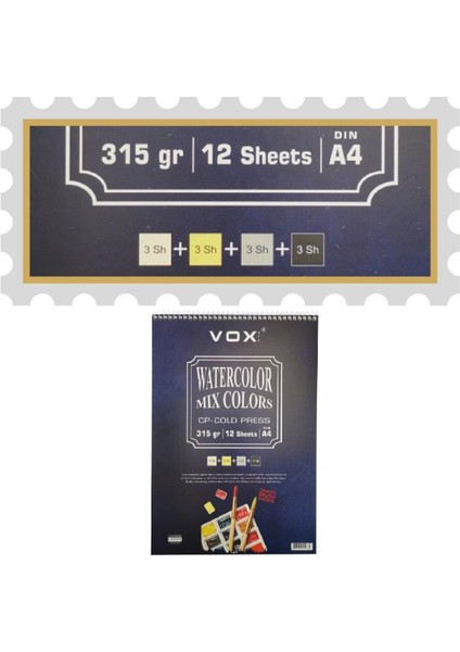 Art Suluboya Sketch Defter A4 315GR 12 Yaprak Renkli