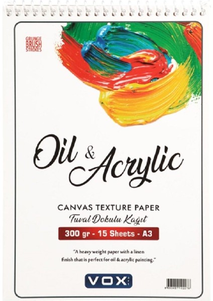 Art Kanvas Dokulu Yağlı ve Akrilik Boya Defter A3 300GR 15 Yaprak