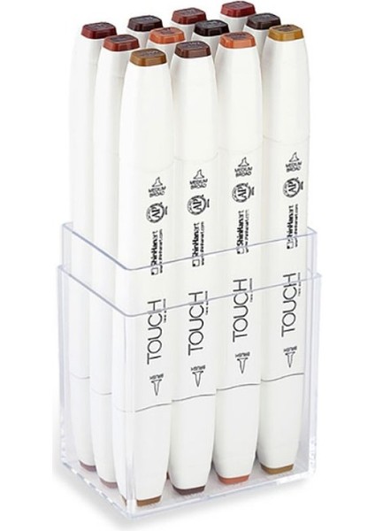 Touch Twın Brush Pen : Çift Taraflı Marker Seti : 12'li Ahşap Renkleri