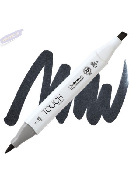 Touch Twın Brush Pen : Çift Taraflı Marker : 120 Black