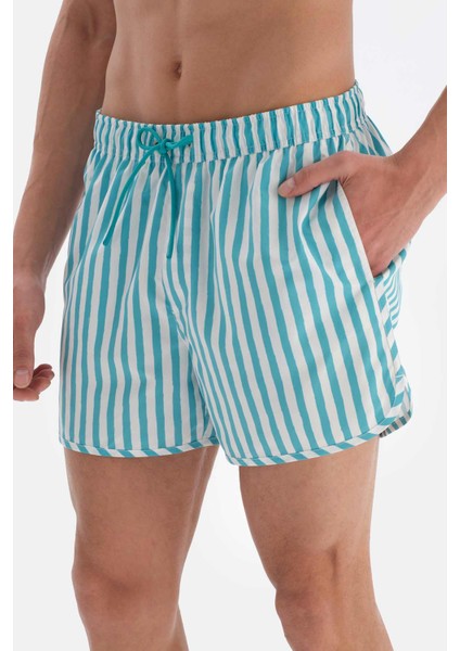 Yeşil-Beyaz Çizgili Mini Şort indirimleri