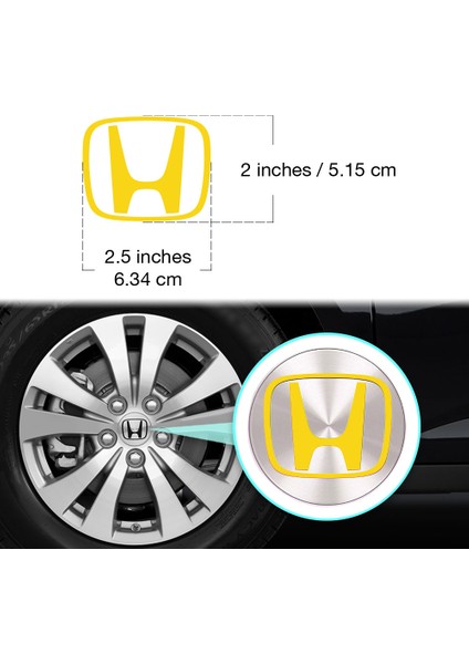 Honda S2000 Pilot Crz Oem Için Jant Logosu Sticker Set Logo :2.5 Inch 6.34 cm / Jant Kapak Çapı: 3 Inch