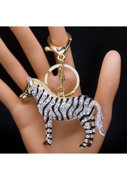 Zebra Anahtarlık Taşlı Anahatarlık Zebra Stil Bayan Anahtarlık