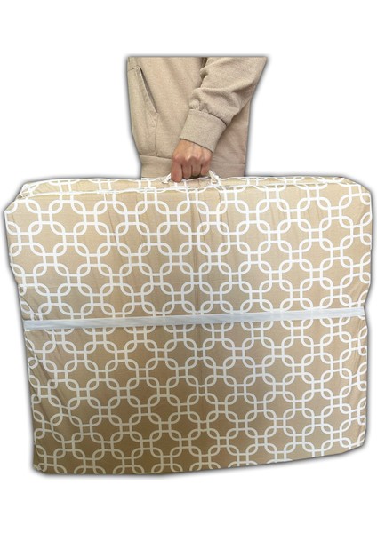 Katlanır Yer Minderi ve Tek Kişilik Süngerli Katlanır Minder 70X180 cm 6 Cm-Krem Zincir