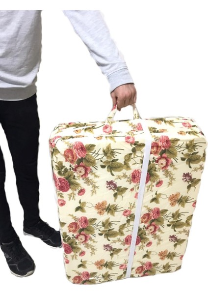 Tek Kişilik Katlanır Yer Minderi Süngerli Minder Katlanır Minder 80X180 cm Ingiliz Gülü Desen