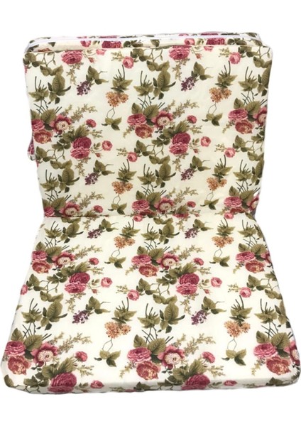 Tek Kişilik Katlanır Yer Minderi Süngerli Minder Katlanır Minder 80X180 cm Ingiliz Gülü Desen